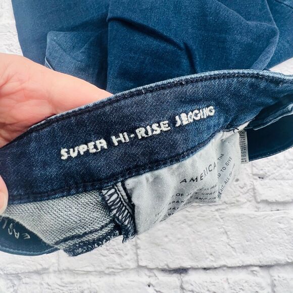 American‎ Eagle Jeans Women 4 Regular Blue Dark Wash Super High Rise Jegging - Picture 4 of 11